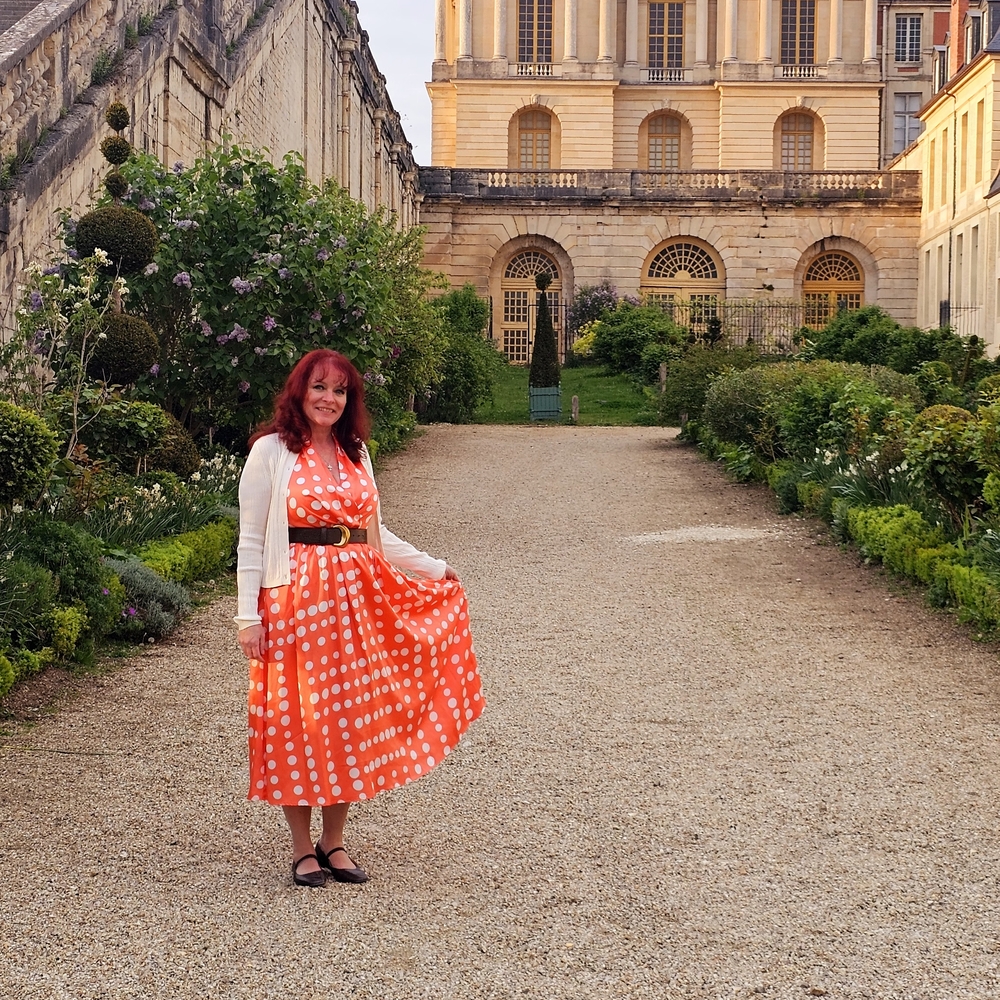 Donna Karan Coral Polka Dot Midi Dress - Picture 5 of 5